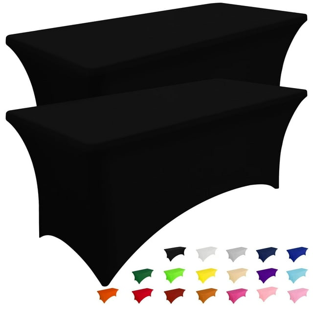 Mantel Smiry Spandex de 4 pies negro para mesa rectangular