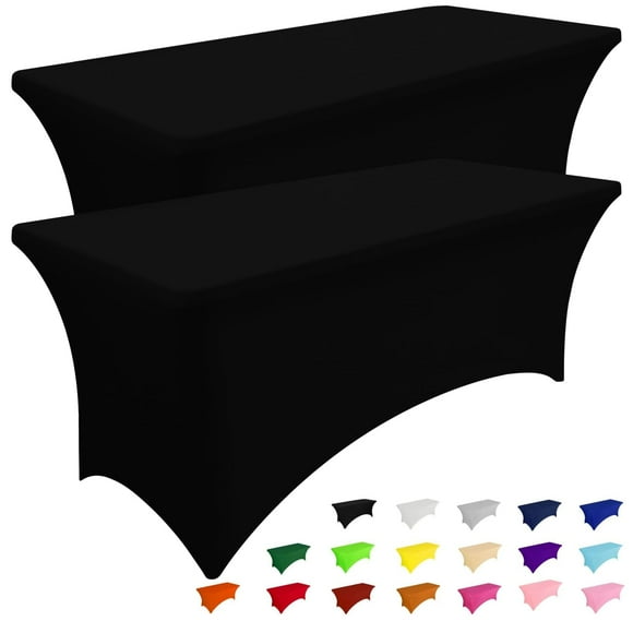 Mantel Smiry Spandex de 4 pies negro para mesa rectangular