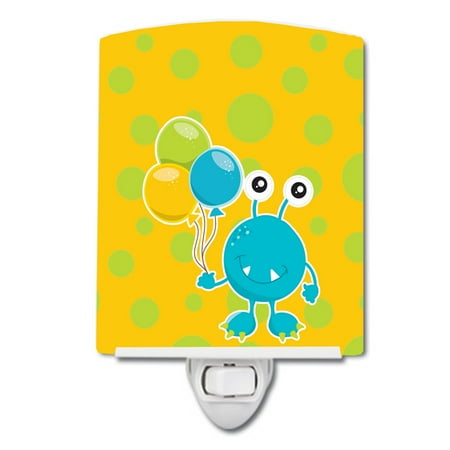 

Caroline s Treasures BB9096CNL Birthday Monster with Balloons Ceramic Night Light 6x4x3 multicolor