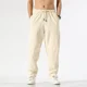 thumbnail image 3 of Pantalones de hombre ajustados, pantalones casuales para hombre, lino, harén, tendencia punk, venta regular, estilo coreano, estético, ropa de calle de licra, larga, 3 of 5