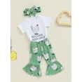 thumbnail image 4 of Musuos Baby Girls Summer Outfit 3M 6M 12M 18M White Short Sleeve Romper Tops Chicken Print Flared Pants Headband 3PCS Sets, 4 of 10