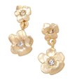 thumbnail image 4 of Gold Tone Pansy Flower Drop Dangle Pierced Earrings 1 1/2" Ladies Adult Female Women, 4 of 4