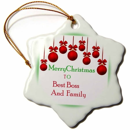 3dRose Image of Merry Christmas Best Boss And Family - Snowflake Ornament, (Merry Christmas Best Friend Images)