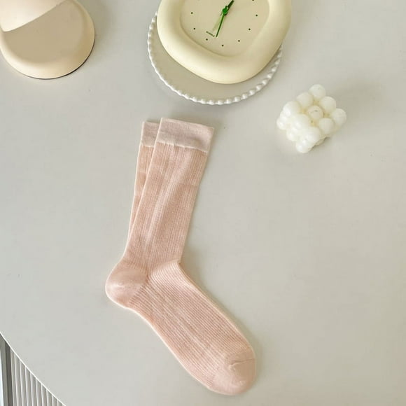 Nvzi-c 3 pairs of Womens Cotton Crew Socks, Thin Soft Comfort Breathable Dress Socks, Above Ankle Crew Socks for Business, Casual,Athletic Sock (Pink)