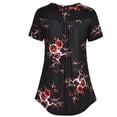 thumbnail image 3 of Camiseta estampada Mujer Verano Cuello redondo Blusa de manga corta Top suelto, Negro, M Methold AP001352-02, 3 of 7