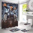thumbnail image 1 of Juego de 4 cortinas de ducha de la familia Addams con alfombra antideslizante, tapa de inodoro y alfombrilla de baño absorbente en forma de U, cortinas de ducha de tela impermeables con 12 ganchos, 1 of 5