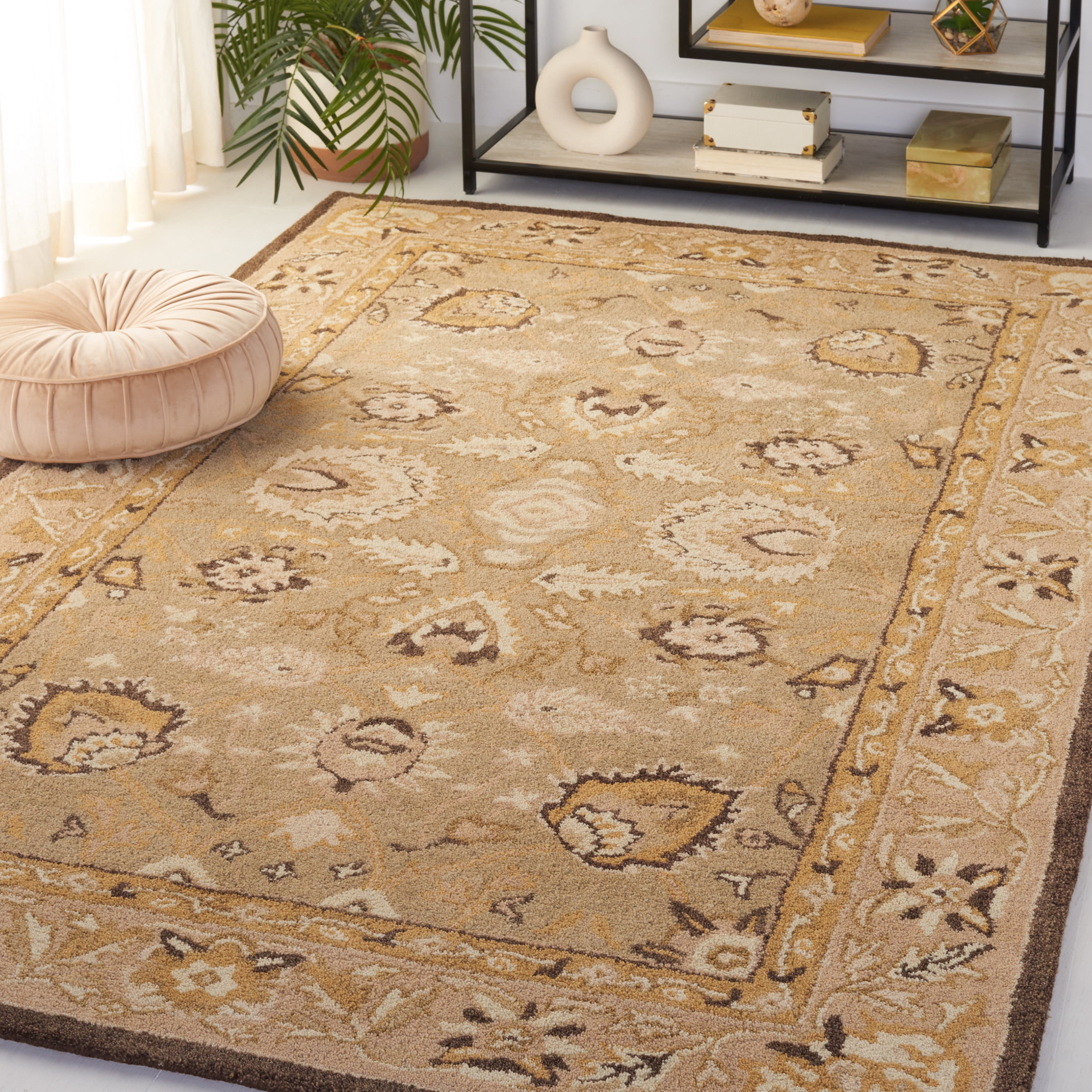 SAFAVIEH Anatolia Venice Floral Wool Area Rug, Sage/Beige, 3' x 5'