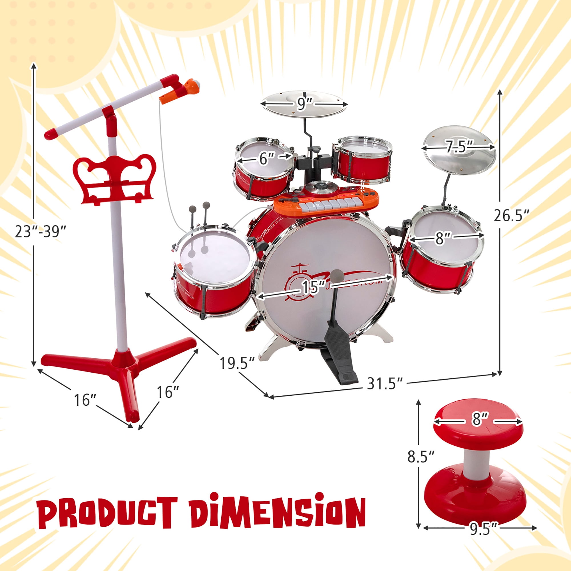 Callan for Kids Stage 3 & 4セット Costway Children's Musical Instrument Set - Jazz Drum, Keyboard