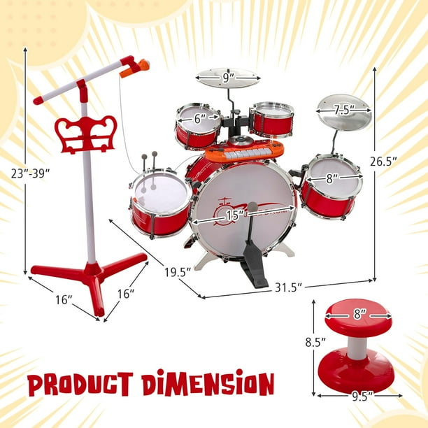 Costway Children's Musical Instrument Set - Jazz Drum, Keyboard