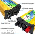 thumbnail image 3 of 300W Real Power 12V to 110V Modified Sine Wave Inverter, Yellow, with 3000W Surge Peak, 2.1A USB Ports & AC Socket, Car Plug/Battery Clips, Safe Charging Protection for Camping/Vacations/Work Trips, 3 of 6