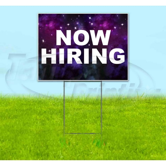 Now Hiring V2 (18" x 24") Yard Sign, Includes Metal Step Stake