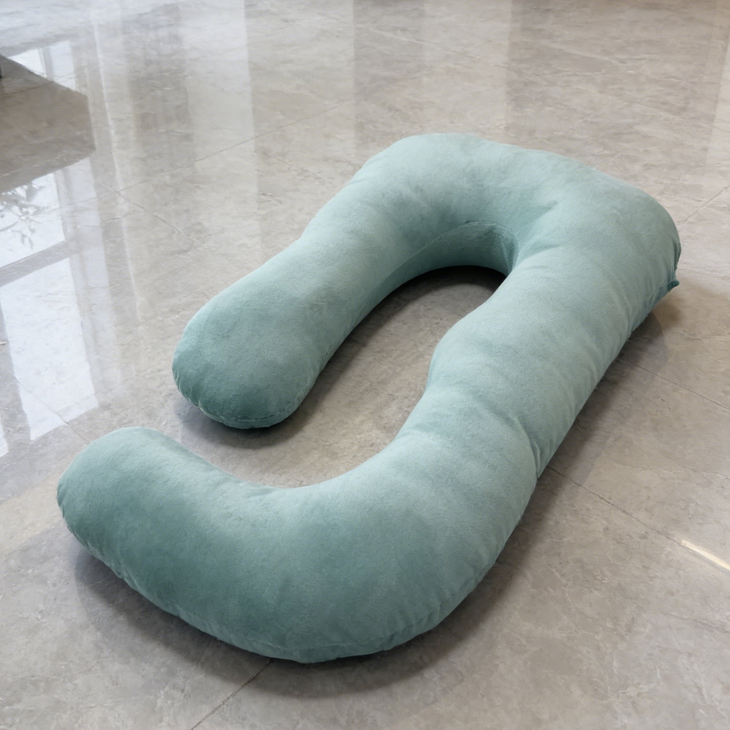 J-Shaped Pregnancy Pillow (65" x 16" x 8") - Full Body Maternity Support Pillow for Back, Hip and Belly Pain Relief, Dark Green