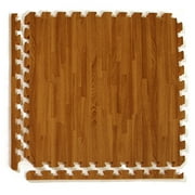 Greatmats Wood Grain Double Sided Reversible Interlocking Foam Tiles, Wood Design Look Foam Flooring, Dark Wood Grain 25 Pack, 2 x 2 Ft x 1/2 Inch