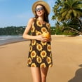 thumbnail image 3 of Naloa Chocolate Plaid Sunflower A Print Women's Summer Spring Casual Beach Sundress,Vacation Sleeveless Tank Crewneck Loose Dresses, 3 of 7