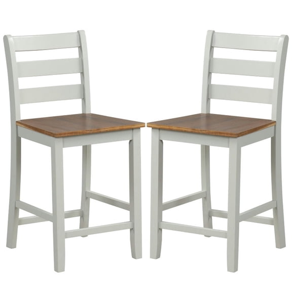 Demi Bonn Set of 2 Counter Bar Stool withclined Backrest and Footrest, Modern Kitchen Dining Chair, Gray
