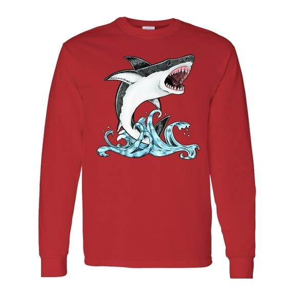 Inktastic Great White Shark Jumping Long Sleeve T-Shirt