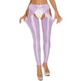 thumbnail image 3 of Leggings brillantes sin entrepierna con abertura en la entrepierna para mujer, pantalones ajustados de cintura alta con entrepierna abierta y huecos en los muslos para entrenamiento de yoga, 3 of 5