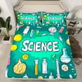 thumbnail image 2 of Homewish Cartoon Science Biology Queen Sheet Sets, Green Watercolor Flat Sheet, Teens Kids Boys Girls Queen Fitted Sheet, Lightweight Room Decor, 4 Pieces, 2 of 7