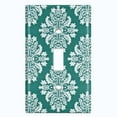 thumbnail image 2 of Metal Light Switch Plate Outlet Cover (Victorian Damask Flower Green Dark Pattern - Single Toggle), 2 of 2