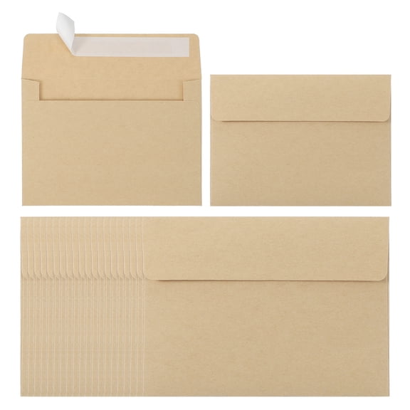 Uxcell 24ack A2 Envelopes, Self Seal Kraft Paper Invitation Envelopes for Postcard Wedding Cards