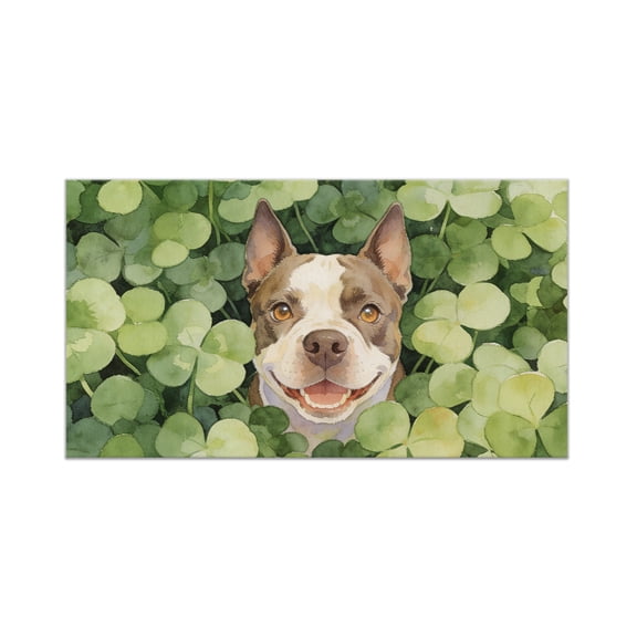 Happy American Bully Welcome St Patrick's Day Lucky Shamrocks Clover Doormat Terrier Dog Lover Indoor Outdoor Welcome Mat - 22001