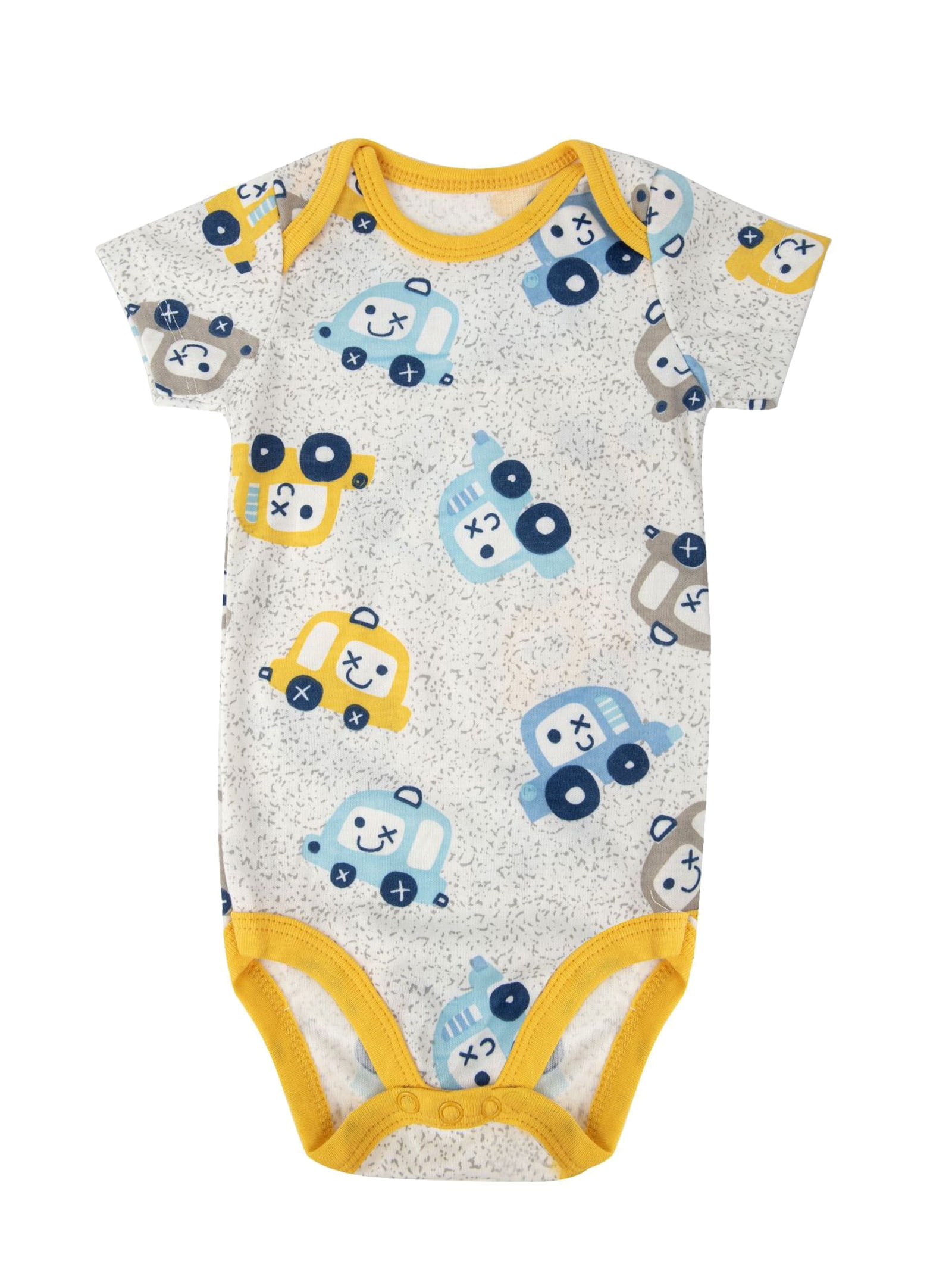 HWJAD Baby Boys 100% Cotton 5-pack Short Sleeve Bodysuits Onesies for Newborn Infant Baby