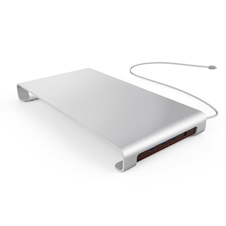 Urbo Monitor Stand with Type-C USB Hub for Multi-Device Connectivity + Keyboard Storage for Efficient Work