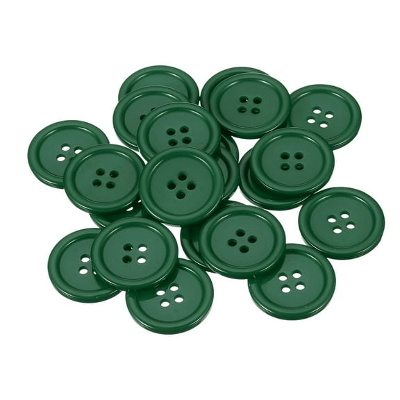 Uxcell 22 Pcs Dark Green Resin Button, 1 1/8 Inch(30mm) Round 4 Holes Sewing Buttons, Big Size Flatback Button for DIY Craft Making Clothes Sewing Handmade Ornament