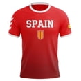 thumbnail image 2 of WAYUTE Men's Spain Soccer T-Shirt DIY Name Number Short Sleeve Crew Neck Tee with Patriotic Pattern Gradient Color Sporty Casual Top for Fan Wear, 2 of 3