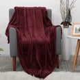 thumbnail image 4 of PiccoCasa Plush Flannel Fleece Blanket Decoration Blankets for Bed or Sofa Burgundy 60"x78", 4 of 6