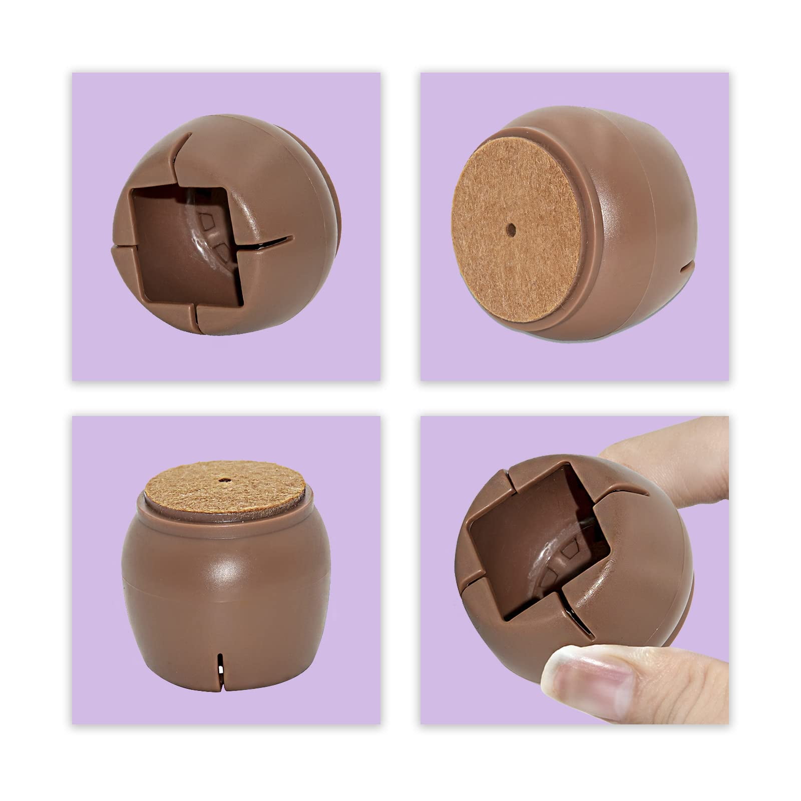 Flyshop 8PCS Round Chair Leg Caps with Felt Pads Durable PVC Protective Feet Cap Prevent Scratches Reduce Noise Felt Furniture Pads, Coffee Floor Protectors, 45 to 51 mm