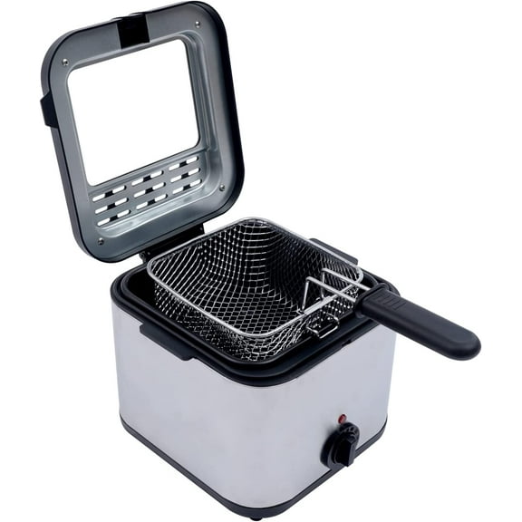 1KW 2.5L Electric Deep Fryer With Basket Small Fryer Stainless Steel Fish Fryer,Removable Basket, Lid with Viewing Window