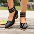 thumbnail image 6 of GERsome Women's Low Block Heels Closed Pointy Toe Ankle Buckle Chunky Heels Pumps Casual Wedding Dress Shoes, Black Size 6.5, 6 of 9