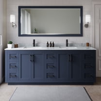 Wyndham Collection Miranda 84" Metal & Wood Double Bathroom Vanity in Blue/Black