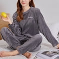 thumbnail image 5 of Women's Pajama Sets Long Sleeve Sleepwear Loungewear Warm Suit For Winter Coral Velvet 2025 New Thickened Plus Velvet Large Size Casual Wearable Home Clothes Plus Size Womens Clothing, 5 of 9