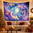 thumbnail image 3 of Koi Among Lotus Flowers Around a Glowing Moon, Serene Fantasy for Space Lovers, Celestial Wall Art, Housewarming Gift, Tapestry Wall Hanging for Bedroom and Living Room, 3 of 7