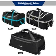 REDCAMP Xlarge Foldable Roller Duffel Bag with Wheels 120L, 210D Oxford Collapsible Duffel Bag with Rollers for Camping Travel Gear, Black
