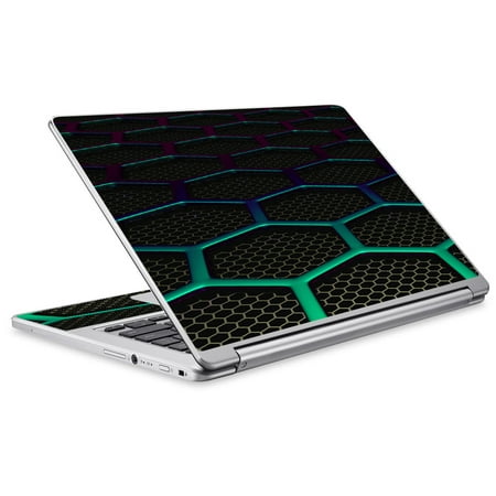 Skin Decal For Acer Chromebook R13 Laptop Vinyl Wrap / Metal Grid Futuristic Panel