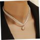 thumbnail image 5 of 1 Piece Double Layer Beaded Necklace with Pendant Delicate Women's Neck Jewelry Retro Clavicle Chain for Special Occasions, 5 of 5