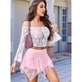 thumbnail image 5 of Lace Mini Skirts for Women Flowy Skirt Boho Layered Asymmetrical Short Skirt Pink XL, 5 of 6