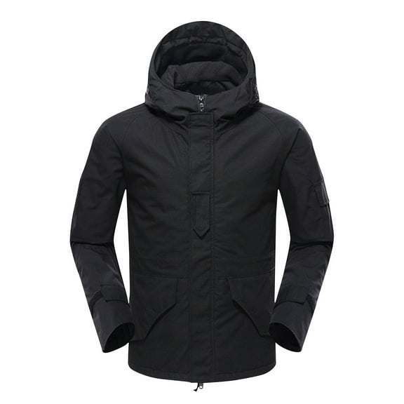 miqiqism Mens Winter Fleece Jacket Full Zipper Thick Sherpa Lined Hoodie Sweatshirt Jacket Camo Hoodies Heaveweight Slim Fit Coat with Pockets,B#01_Black,XX-Large