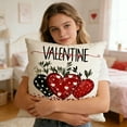 thumbnail image 4 of Valentine's Day Love Heart Throw Pillow Cover Set of 4, 18 x 18 Inch Red Soft Plush Faux Fur Jacquard Anniversary Wedding Cushion Case Decoration for Sofa Couch, 4 of 8