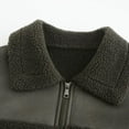 thumbnail image 4 of Defitshape Women's Long Sleeve Leather Jacket Crop Top Faux Leather Spring Cute Fall Zip Sherpa Motorcycle Jacket Army Green Small, 4 of 4
