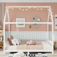 thumbnail image 3 of Euroco Wood Full Size House Canopy Bed, Platform Bed with LED Light, 3 of 9