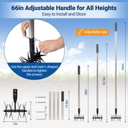 CKLT 66in Rotary Cultivator Adjustable Stainless Steel Handle Manual Garden Tiller Tool for Loosening Soil Mixing Fertilize Planting