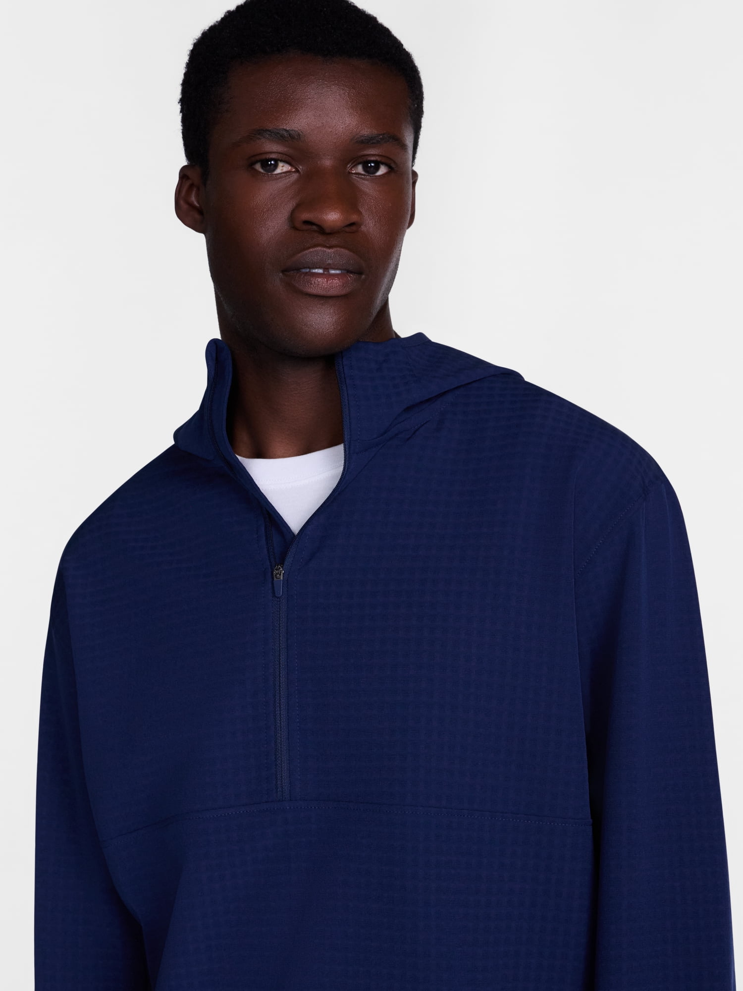 Athletic Works Men's Grid Textured Fleece Half Zip Hoodie Pullover, Sizes XS-4XLT