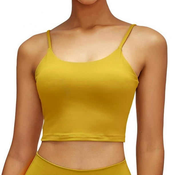 Women's Longline Sports Bras Padded Wirefree Crop Tank Top Yoga Cami