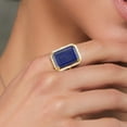 thumbnail image 3 of Gem Stone King 14.50 Ct Emerald Cut Blue Lapis 18K Yellow Gold Plated Silver Ring, 3 of 4