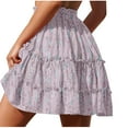 thumbnail image 3 of Generic Women's Solid Color Midi Skirts Boho Summer High Elastic Waist Skirt Flowy Tiered Ruffle Casual A-Line Cute Skirts, 3 of 5