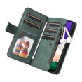 thumbnail image 4 of Multifunctional Case for Samsung A22 5G,[RFID Blocking] 9 Credit Cards Holder with Wrist Strap, Premium PU Leather Zipper Wallet Purse Magnetic Flip Phone Cover for Samsung Galaxy A22 5G, Green, 4 of 12